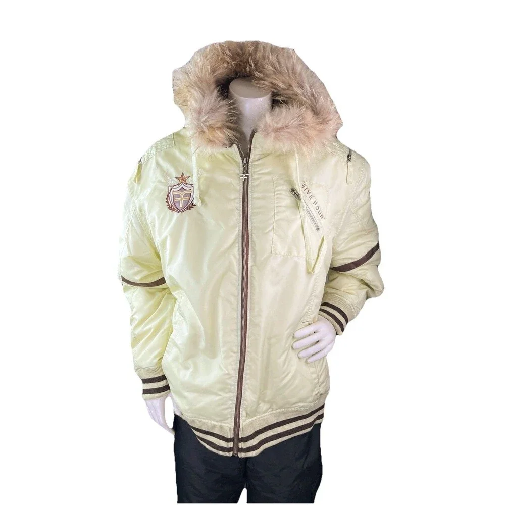 FIVE FOUR LA Down Feather Puffer Snow Ski Jacket Women Sz XXL Real Fur Trim
